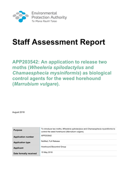 Staff Assessment Report