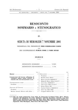 Seduta Di Mercoledi`7 Novembre 2001