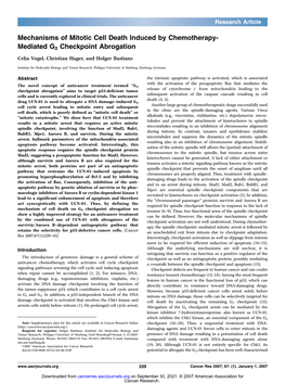 Mechanisms of Mitotic Cell Death Induced by Chemotherapy