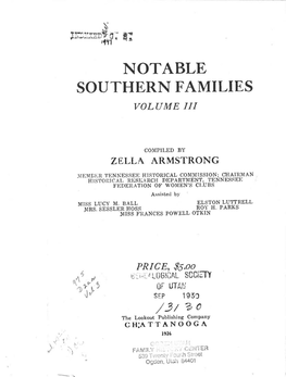 Notable Southern Families Vol Ume Iii