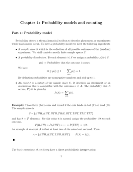 Chapter 1: Probability Models and Counting