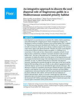 An Integrative Approach to Discern the Seed Dispersal Role of Frugivorous Guilds in a Mediterranean Semiarid Priority Habitat