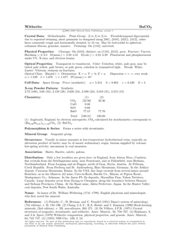 Witherite Baco3 C 2001-2005 Mineral Data Publishing, Version 1 Crystal Data: Orthorhombic