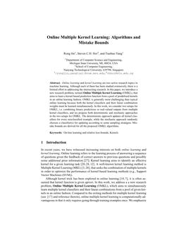 Online Multiple Kernel Learning: Algorithms and Mistake Bounds