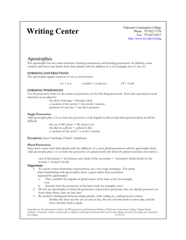 TCC Writing Center: Apostrophes