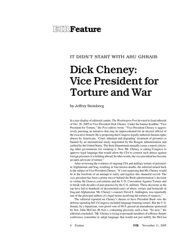 Dick Cheney: Vice President for Torture and War