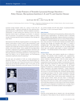 Ocular Features of Treatable Lysosomal Storage Disorders— Fabry Disease, Mucopolysaccharidoses I, II, and VI, and Gaucher Disease