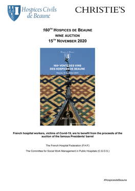 160Th Hospices De Beaune Wine Auction 15Th November 2020