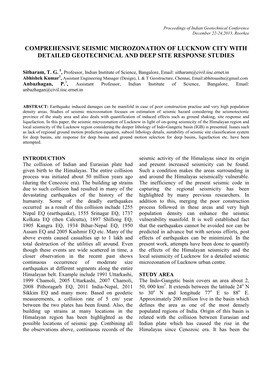 Comprehensive Seismic Microzonation of Lucknow City with Detailed Geotechnical and Deep Site Response Studies