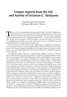 Unique Aspects from the Life and Activity of Octavian C. Tăslăuanu