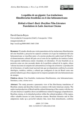 Las Traslaciones Filmoliterarias Brasileñas En El Cine Latinoamericano