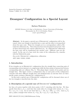 Desargues' Configuration in a Special Layout