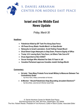 Israel and the Middle East News Update