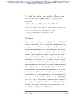 Scelestial: Fast and Accurate Single-Cell Lineage Tree Inference Based on a Steiner Tree Approximation Algorithm M.-H