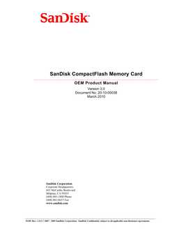 Sandisk Compactflash Memory Card