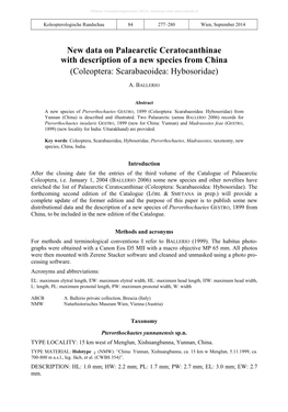 New Data on Palaearctic Ceratocanthinae with Description of a New Species from China (Coleoptera: Scarabaeoidea: Hybosoridae)