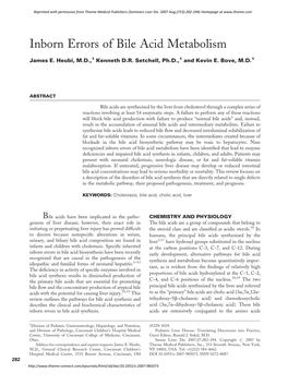 Inborn Errors of Bile Acid Metabolism