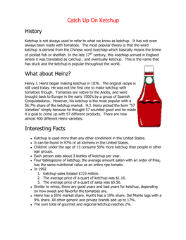 Some Ketchup Facts