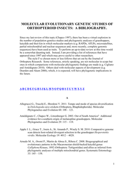 Molecular Evoloutionary Genetic Studies of Orthopteroid Insects