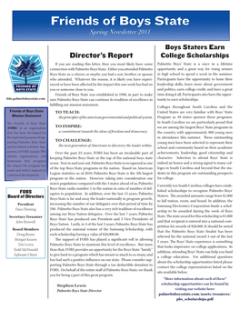 Friends of Boys State Spring Newsletter 2011