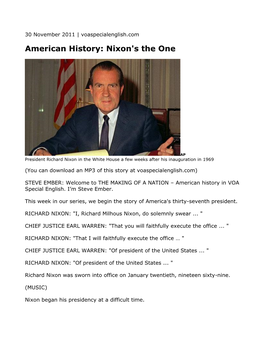 American History: Nixon's the One