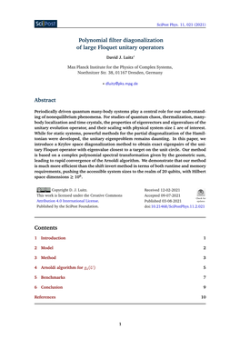 Polynomial Filter Diagonalization of Large Floquet Unitary