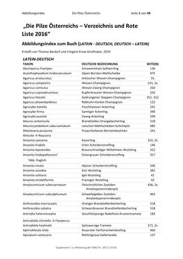 Abbildungsindex Zum Buch Die Pilze Österreichs