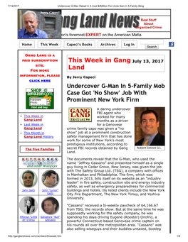 This Week in Gang Land Undercover G-Man