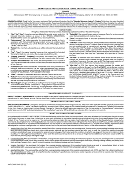 AMTLC-AMZ-SMG (11-15) 1 SMARTGUARD PROTECTION PLAN TERMS and CONDITIONS CANADA Extended Warranty Contract Administrator: AMT