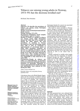 Tobacco Use Among Young Adults in 1973-95: Has the Decrease Levelled Out?