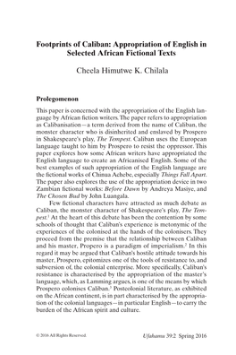 Footprints of Caliban: Appropriation of English in Selected African Fictional Texts