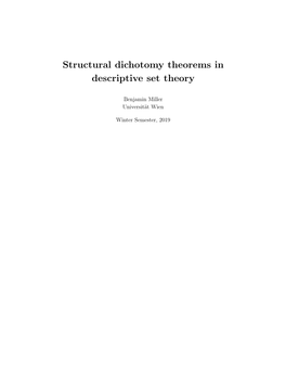 Structural Dichotomy Theorems in Descriptive Set Theory