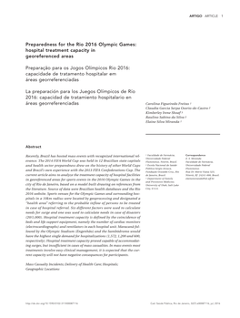 Preparedness for the Rio 2016 Olympic Games: Hospital Treatment Capacity in Georeferenced Areas