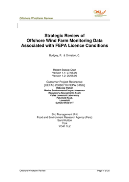 Strategic Review of Offshore Wind Farm Monitoring Data Associated with FEPA Licence Conditions