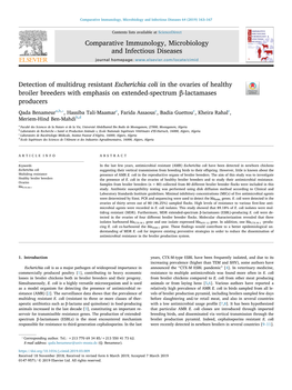 Detection of Multidrug Resistant Escherichia Coli in the Ovaries Of