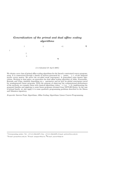 Generalization of the Primal and Dual Affine Scaling Algorithms