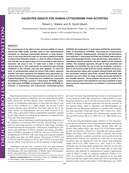 Validated Assays for Human Cytochrome P450 Activities