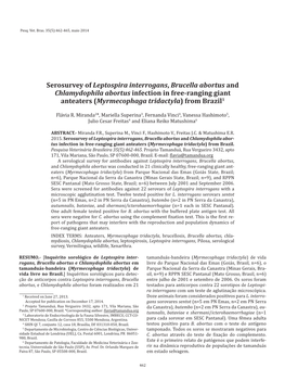 Serosurvey of Leptospira Interrogans , Brucella Abortus And