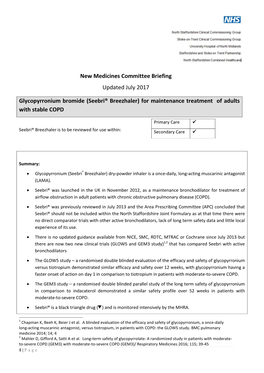 Glycopyrronium Bromide (Seebri® Breezhaler) for Maintenance Treatment of Adults with Stable COPD