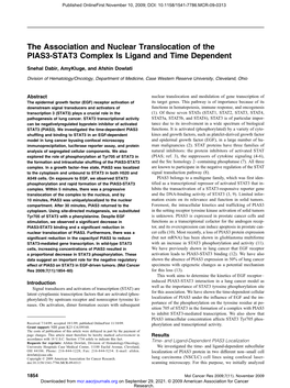 The Association and Nuclear Translocation of the PIAS3-STAT3 Complex Is Ligand and Time Dependent