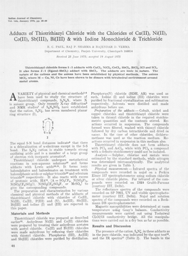 Ni(II), Co(Li), Sb(Ili), Bi(III) & with Iodine Monochloride & Trichloride