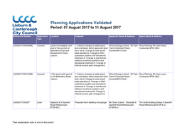 Planning Applications Validated Period: 07 August 2017 to 11 August 2017