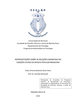 Representações Sobre As Relações Amorosas Em Canções Atuais Da Música Popular Brasileira