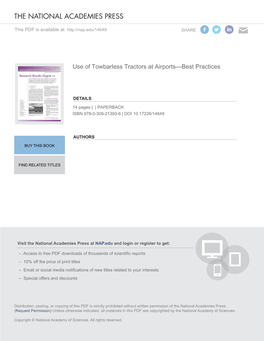 Use of Towbarless Tractors at Airports—Best Practices