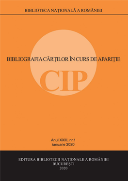 Bibliografia Cărţilor În Curs De Apariţie Cip