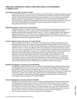 2006-2655: Emerging Topics for Industrial Engineering Curriculum