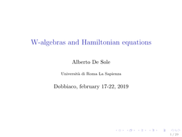 W-Algebras and Hamiltonian Equations