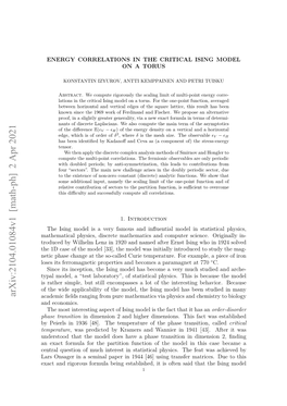 Arxiv:2104.01084V1 [Math-Ph] 2 Apr 2021 Academic ﬁelds Ranging from Pure Mathematics Via Physics and Chemistry to Biology and Economics