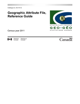 Geographic Attribute File, Reference Guide Census Year 2011