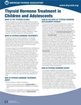 Thyroid Hormone Treatment in Children and Adolescents Brochure